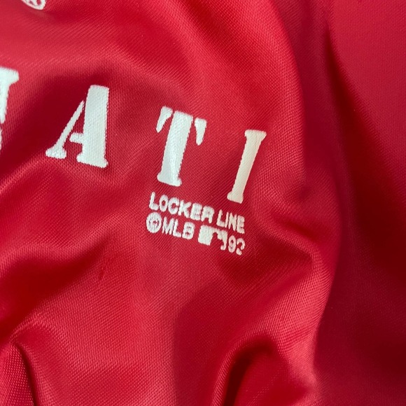 VTG Locker Line Cincinnati Reds Satin Bomber Jacket Red Toddler Size 3 90s - Picture 10 of 10